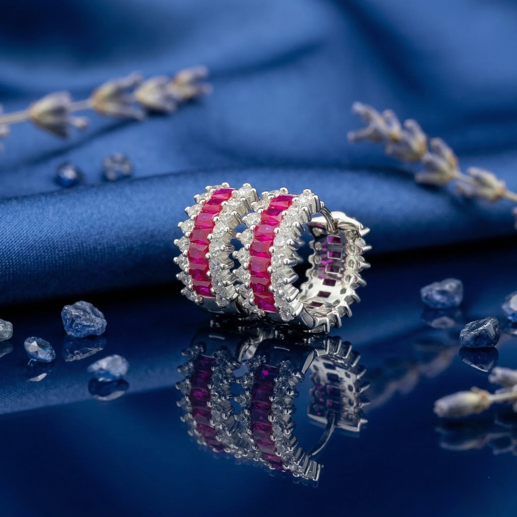 Ruby Huggie Hoop Earrings