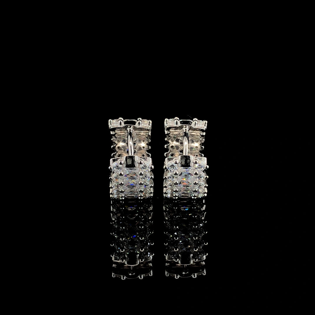 White Huggie Hoop Earrings