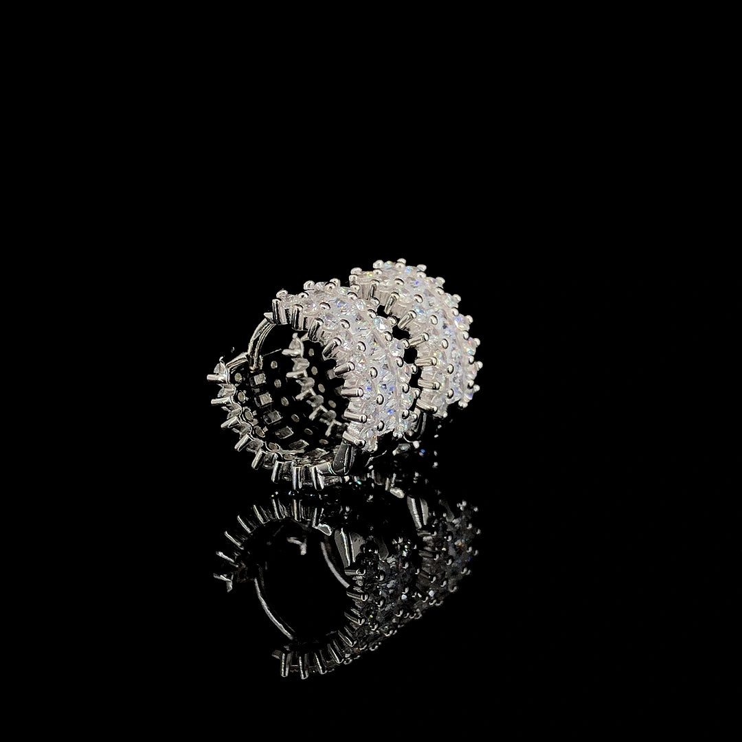 White Huggie Hoop Earrings