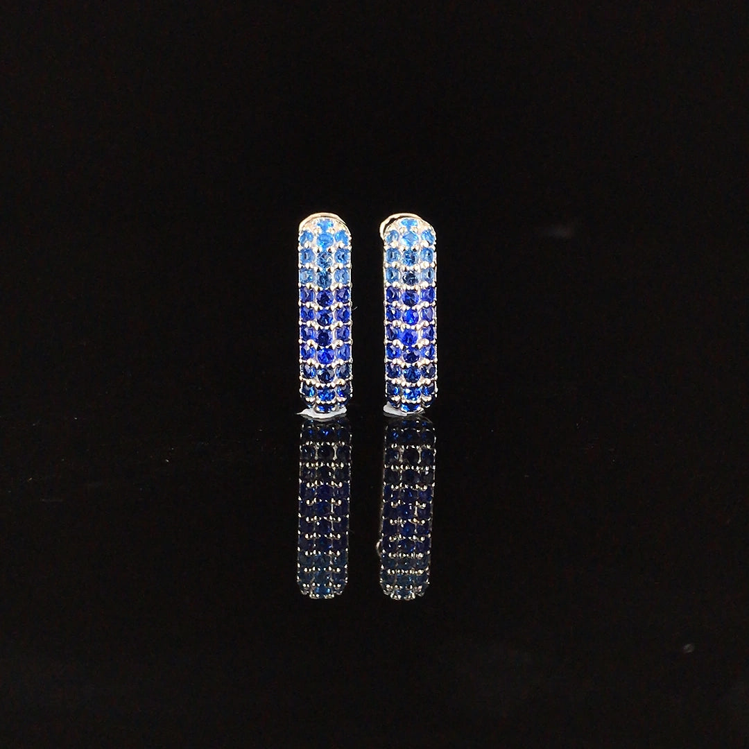 Sapphire Ombré Pavé Huggie Hoop Earring