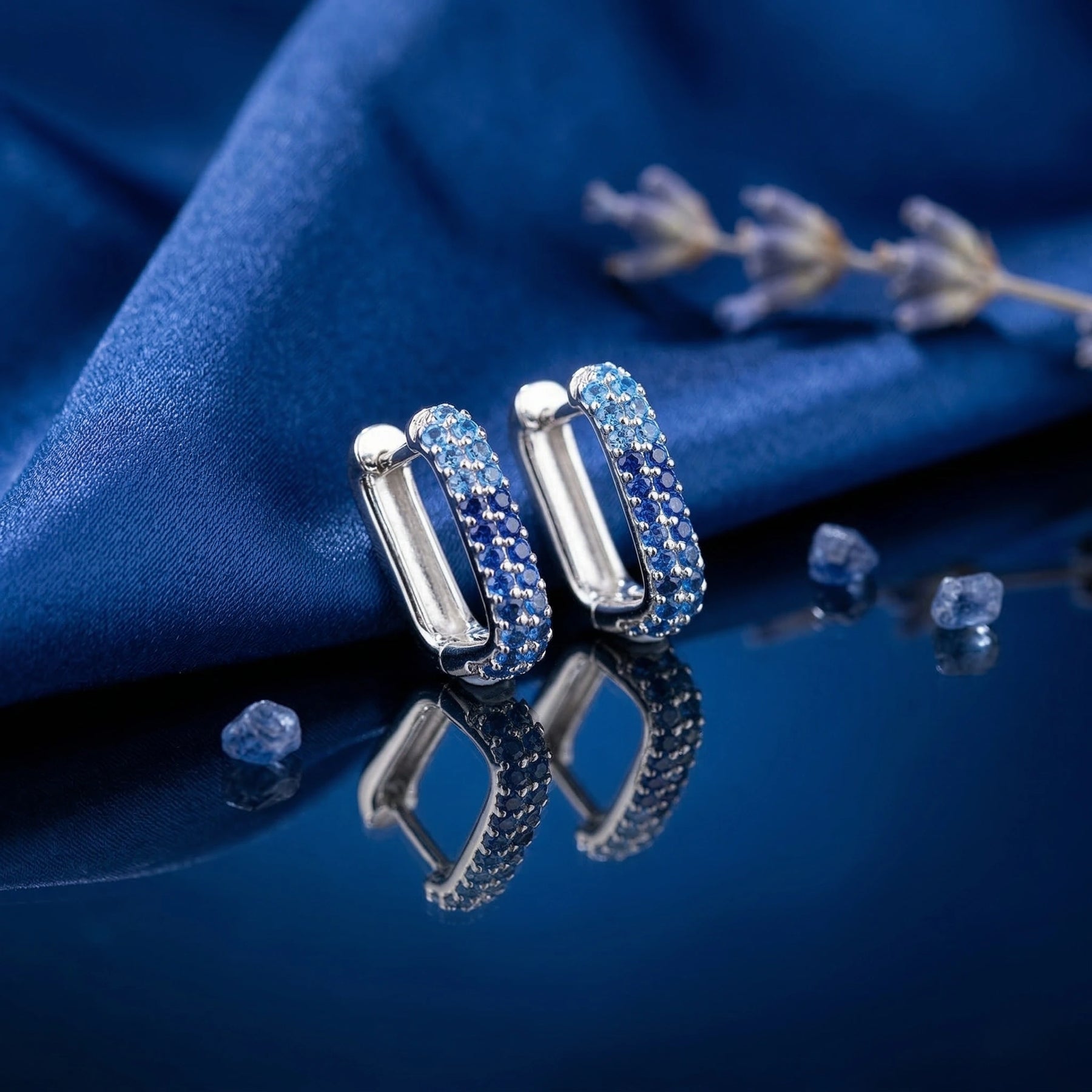 Sapphire Ombré Pavé Huggie Hoop Earring