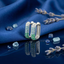 Emerald Ombré Pavé Huggie Hoop Earring