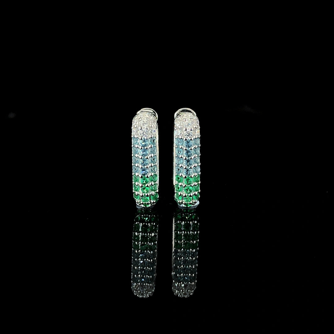 Emerald Ombré Pavé Huggie Hoop Earring