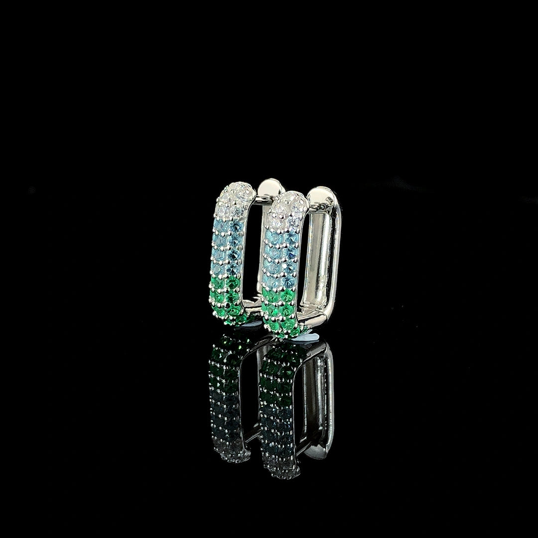 Emerald Ombré Pavé Huggie Hoop Earring