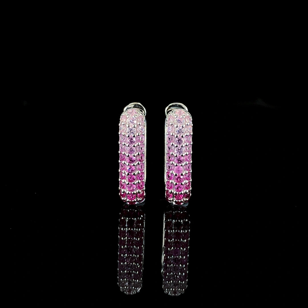 Ruby Ombré Pavé Huggie Hoop Earring