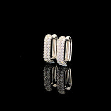 White Ombré Pavé Huggie Hoop Earring