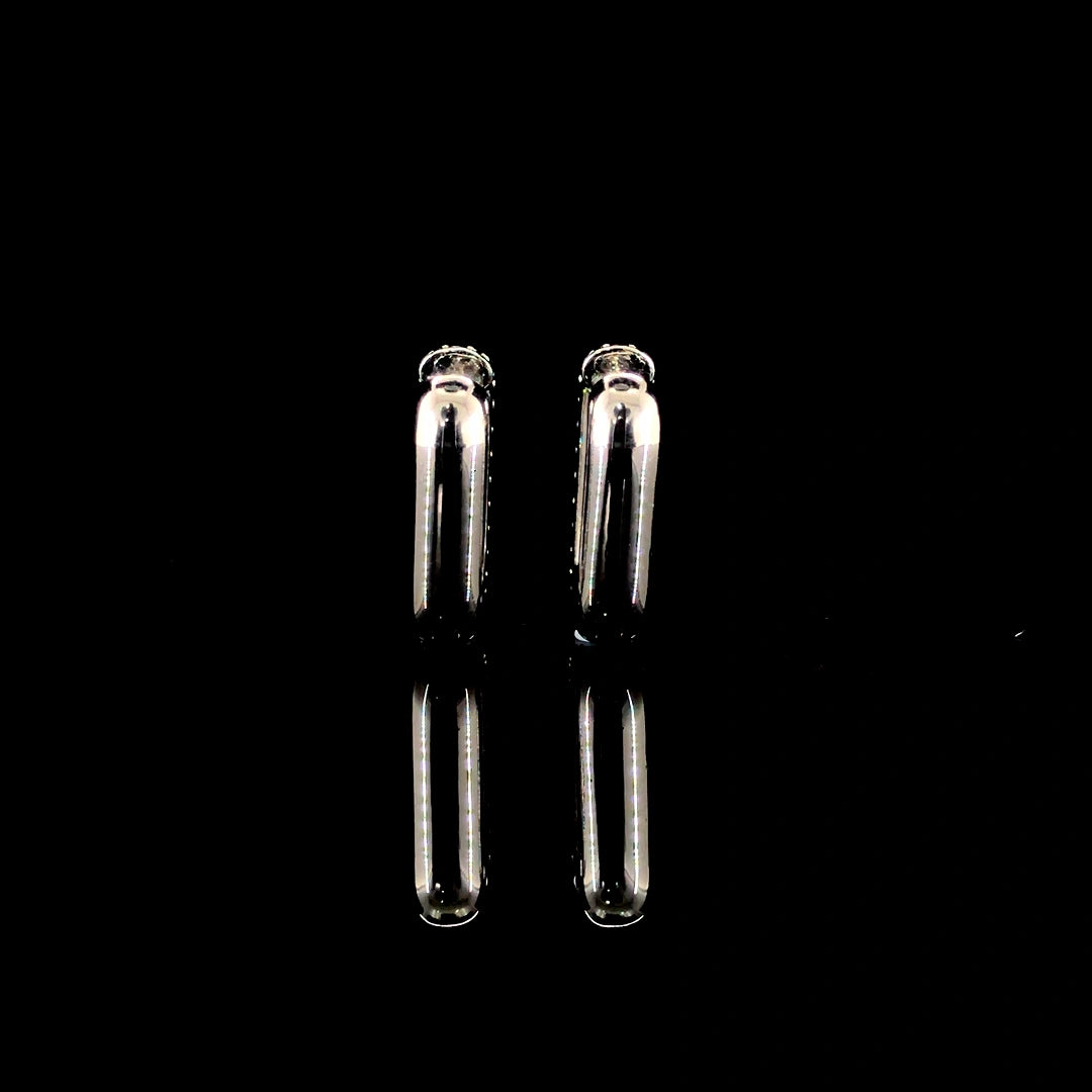 White Ombré Pavé Huggie Hoop Earring