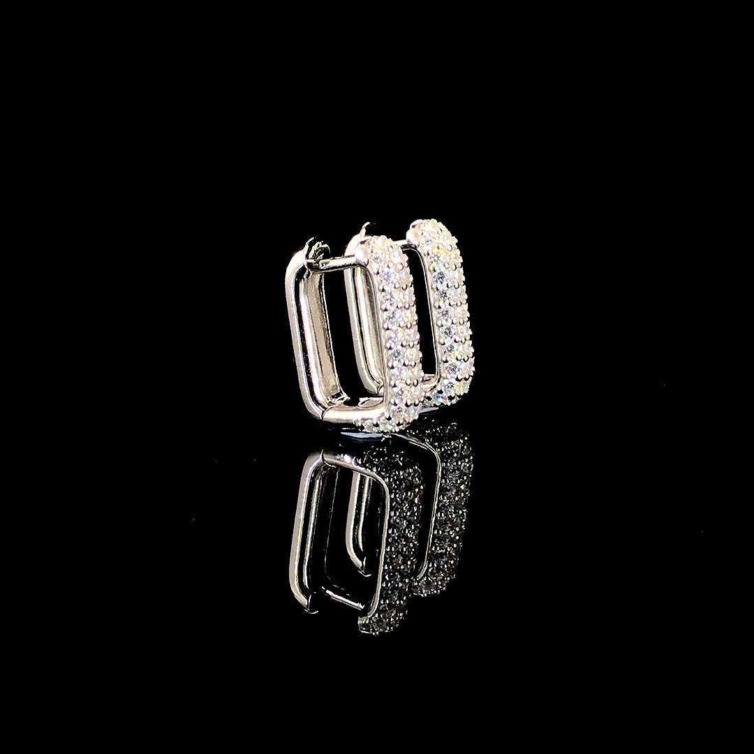 White Ombré Pavé Huggie Hoop Earring