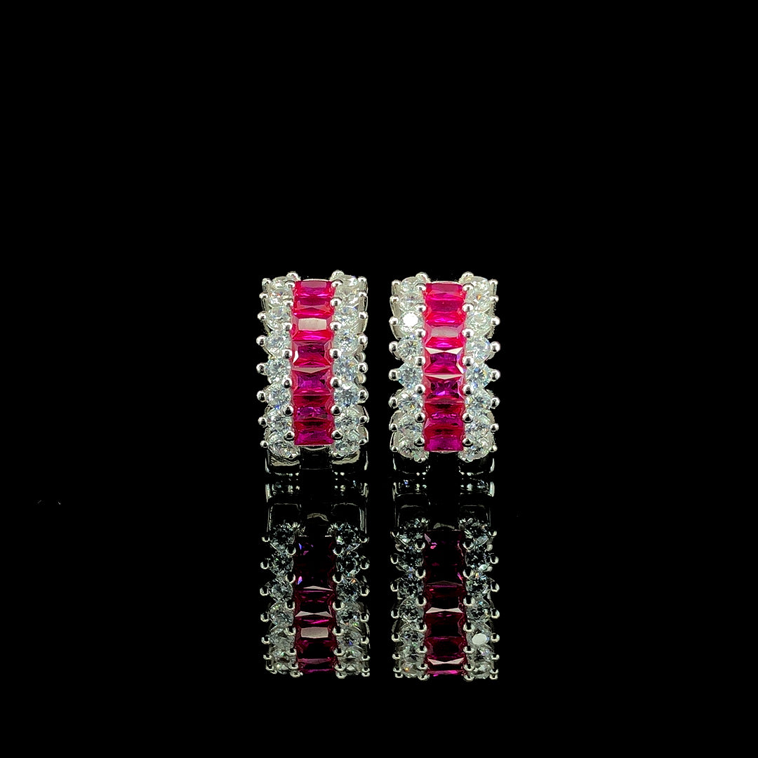 Ruby Huggie Hoop Earrings