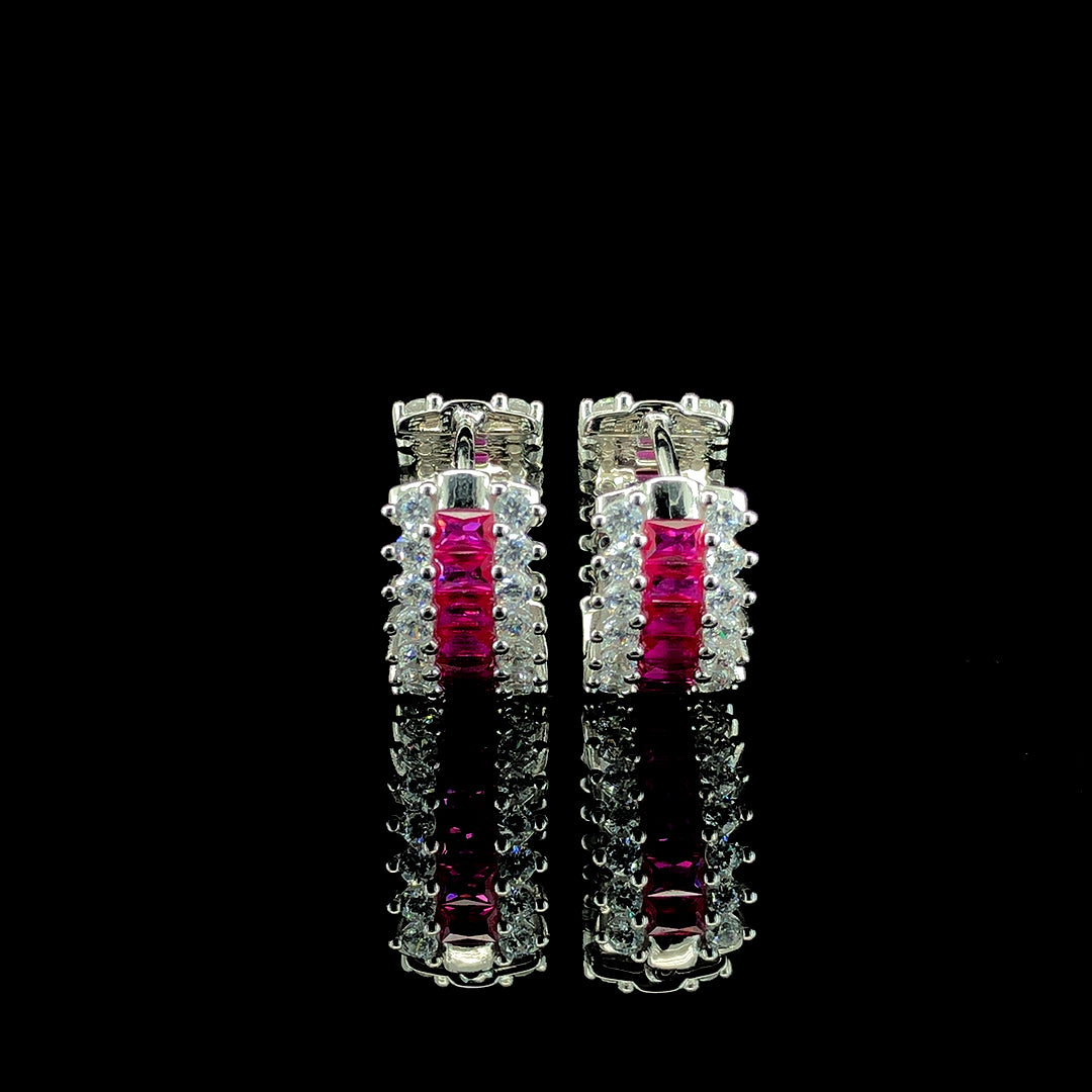 Ruby Huggie Hoop Earrings