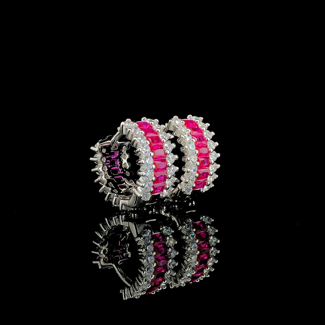 Ruby Huggie Hoop Earrings