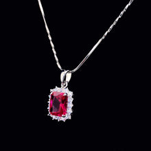 Ruby Princess Cut Halo Pendant