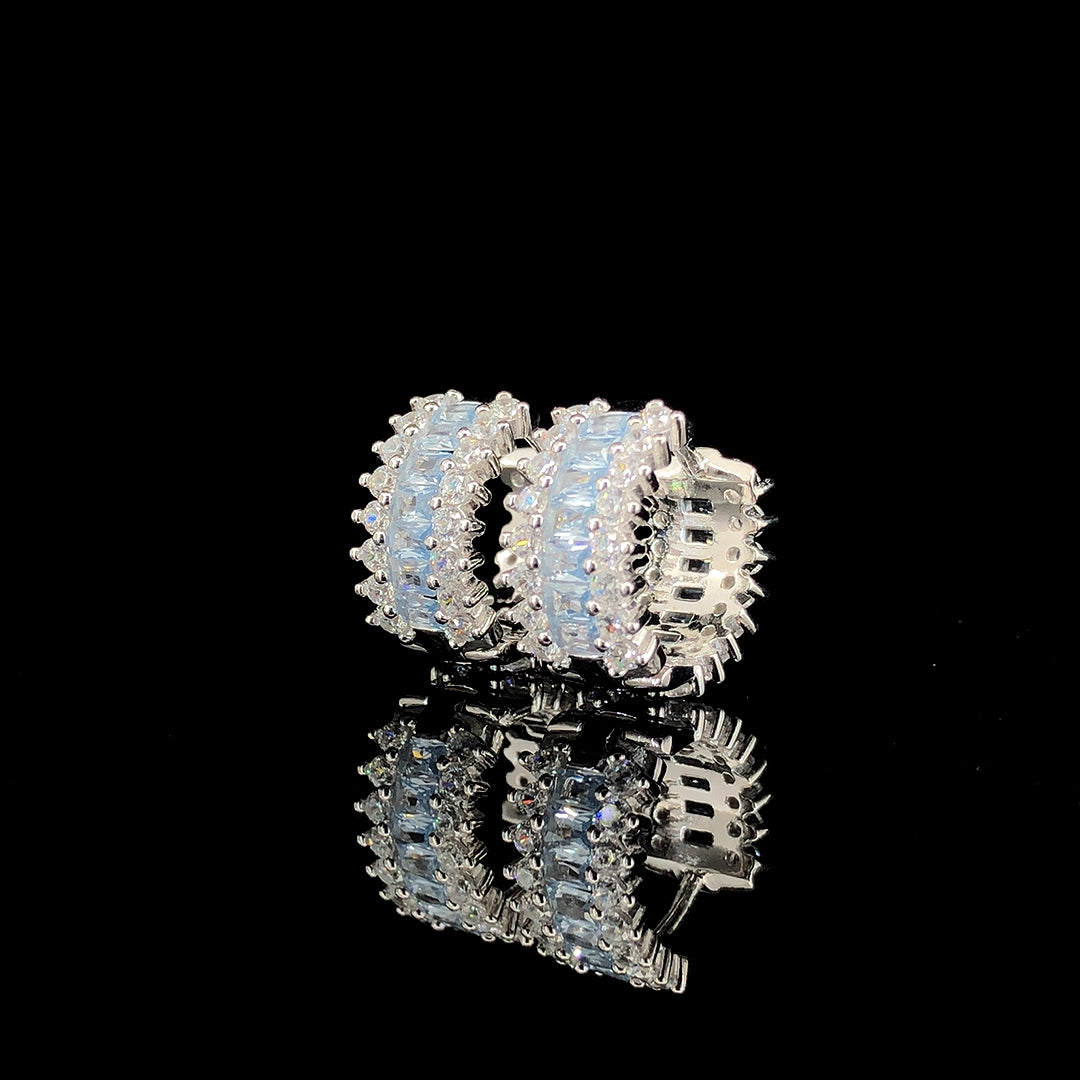 Aqua Huggie Hoop Earrings