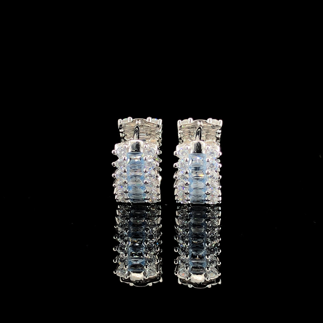 Aqua Huggie Hoop Earrings