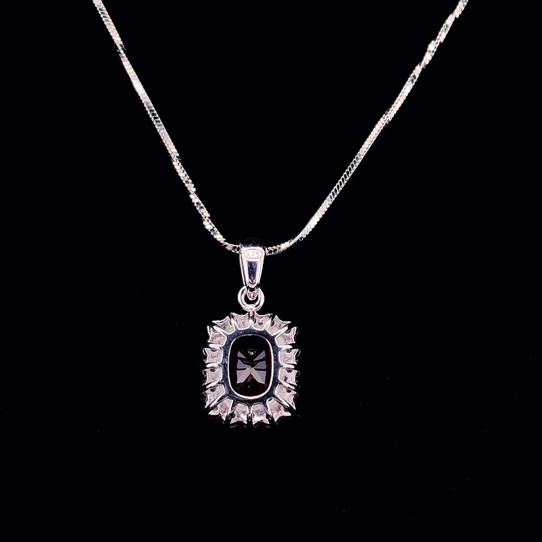 Ruby Princess Cut Halo Pendant