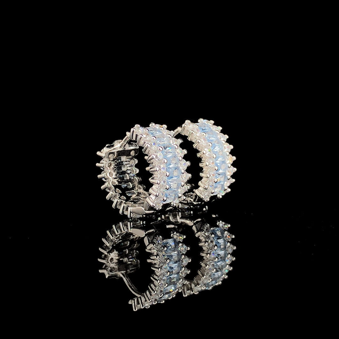 Aqua Huggie Hoop Earrings