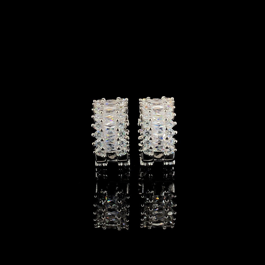 White Huggie Hoop Earrings