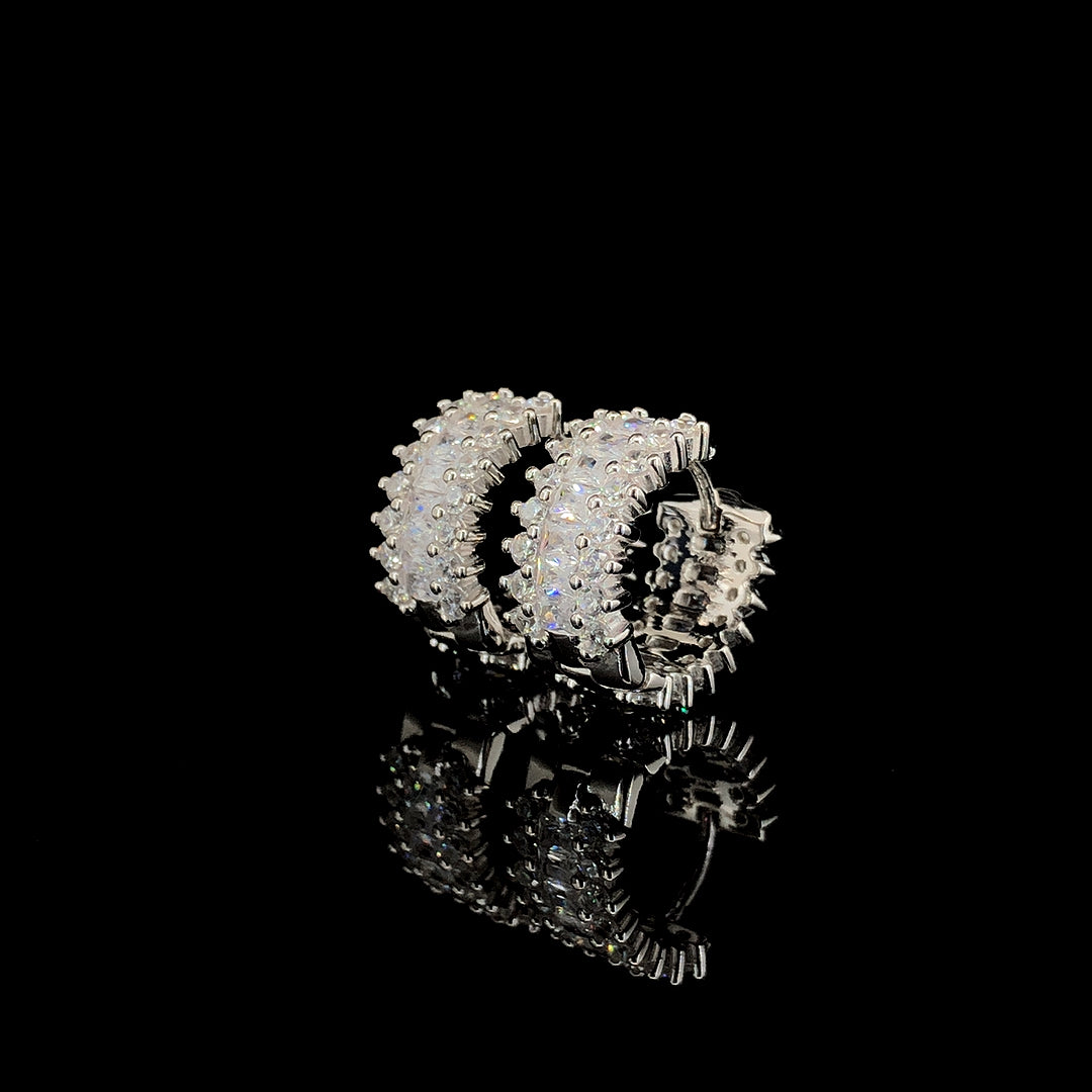 White Huggie Hoop Earrings