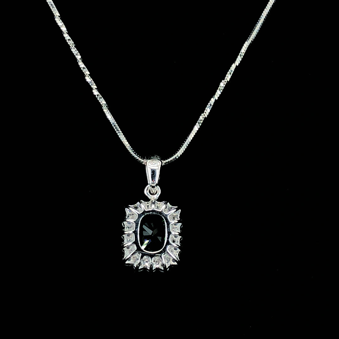 Emerald Princess Cut Halo Pendant