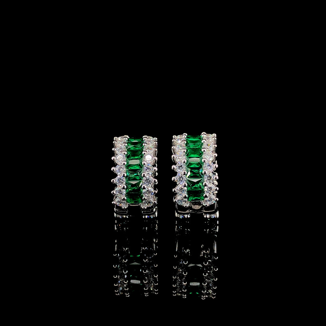 Emerald Huggie Hoop Earrings