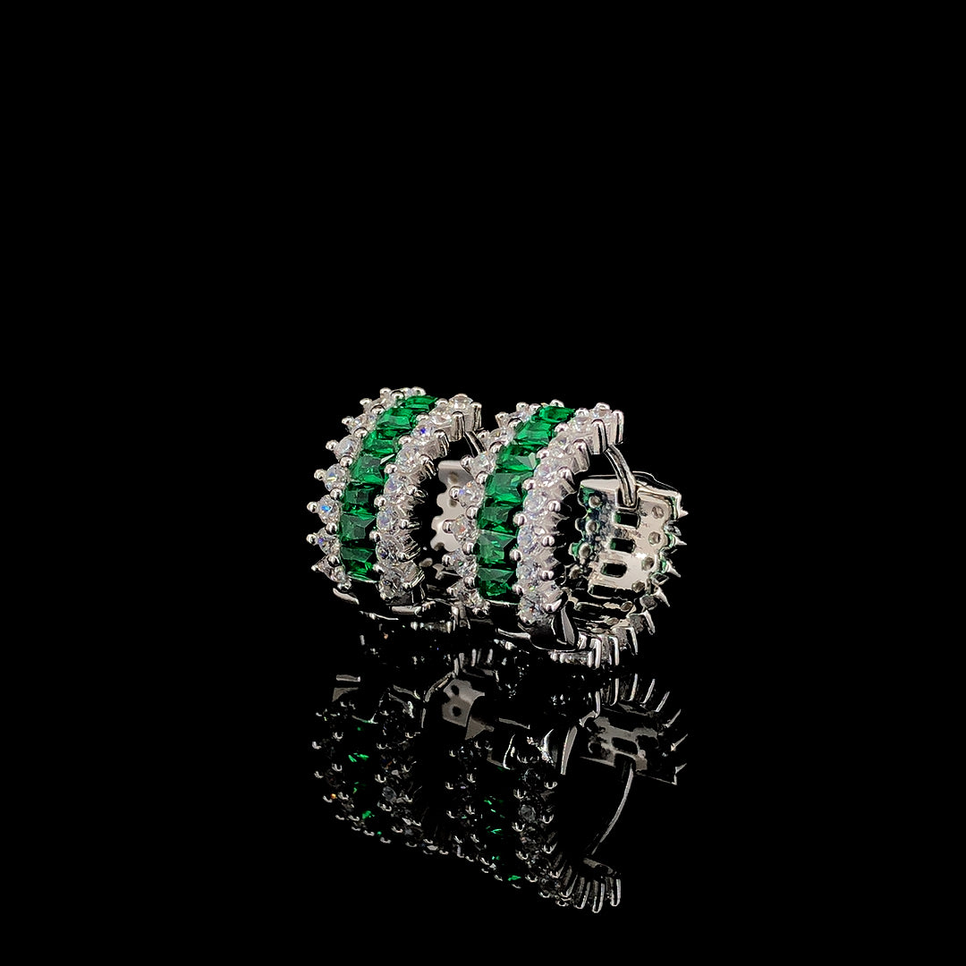 Emerald Huggie Hoop Earrings