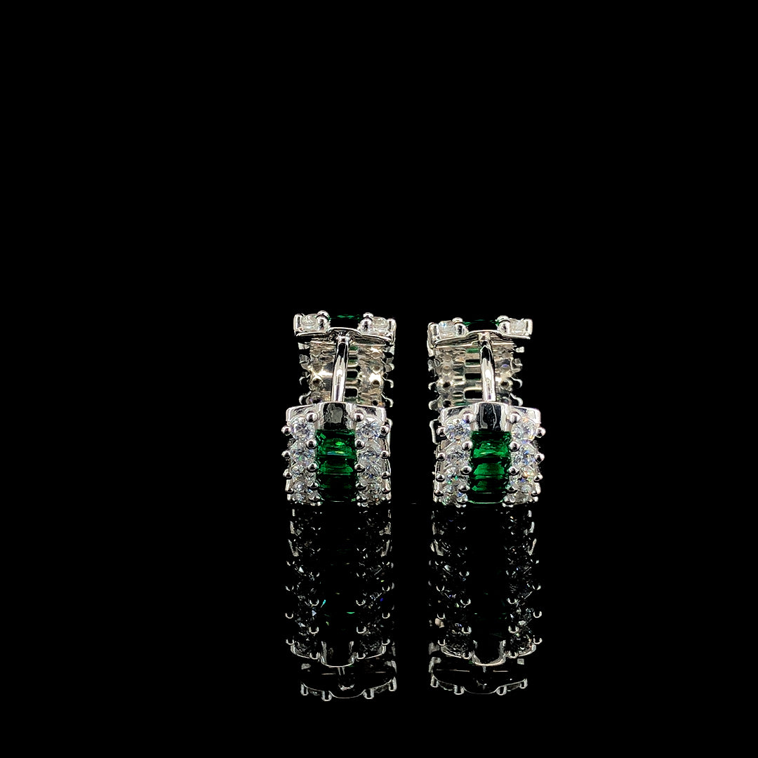 Emerald Huggie Hoop Earrings