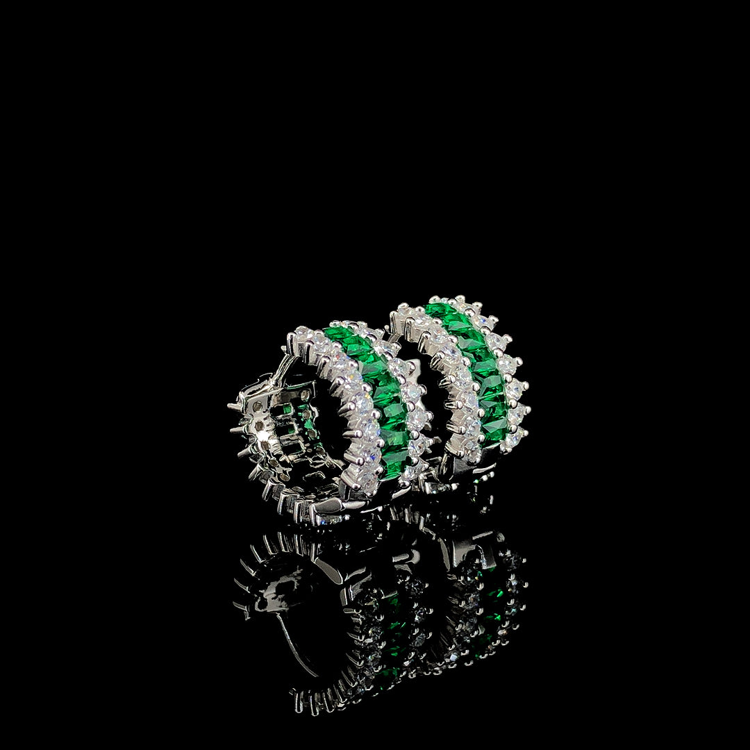 Emerald Huggie Hoop Earrings