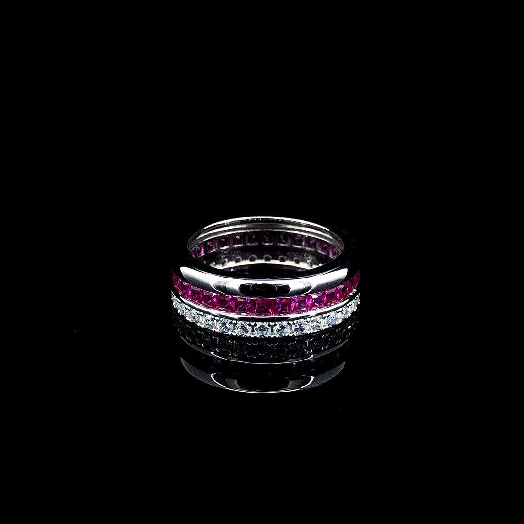 Cushion Cut Ruby Band