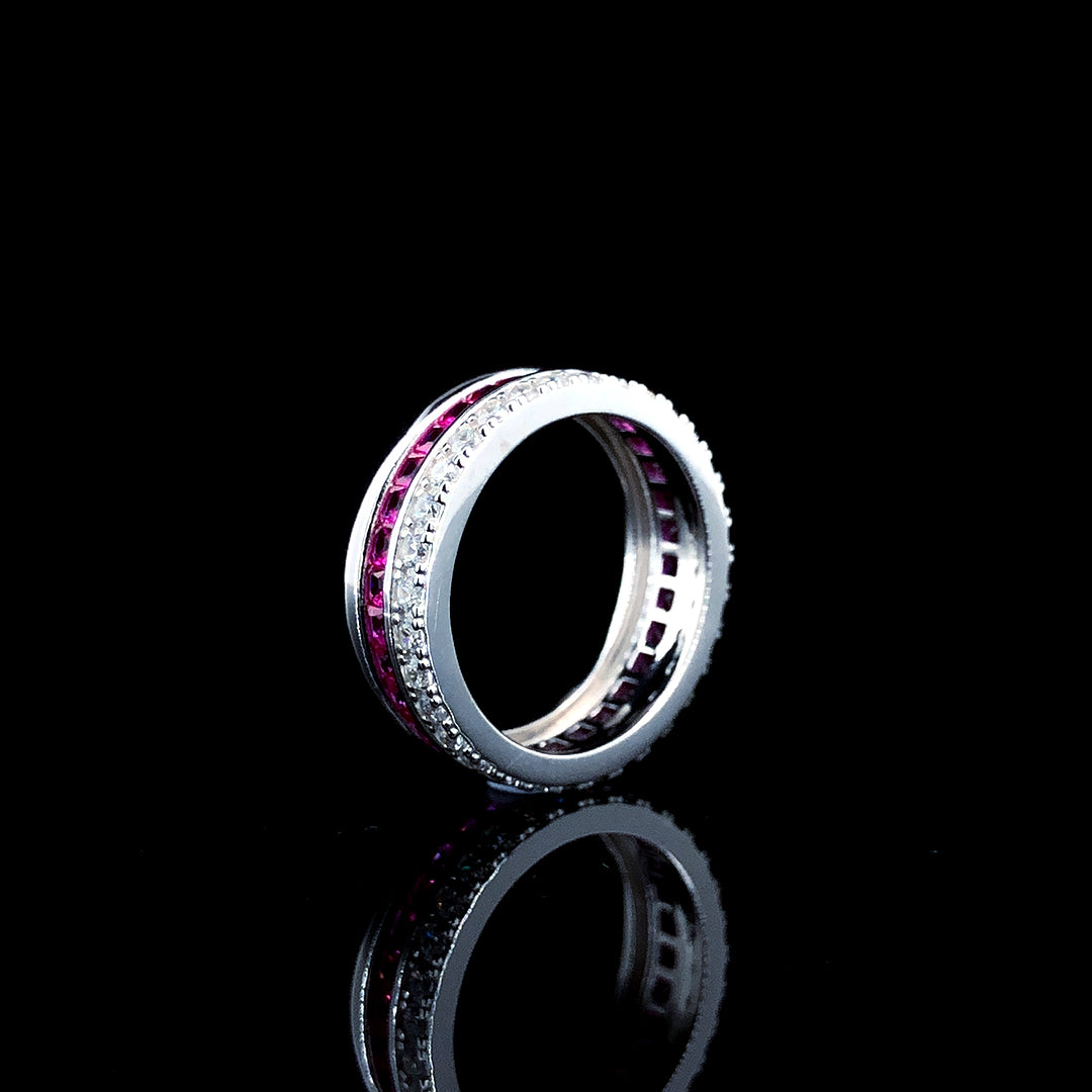 Cushion Cut Ruby Band