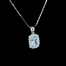 White Princess Cut Halo Pendant
