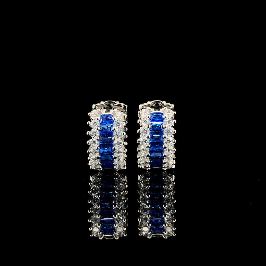 Blue Huggie Hoop Earrings