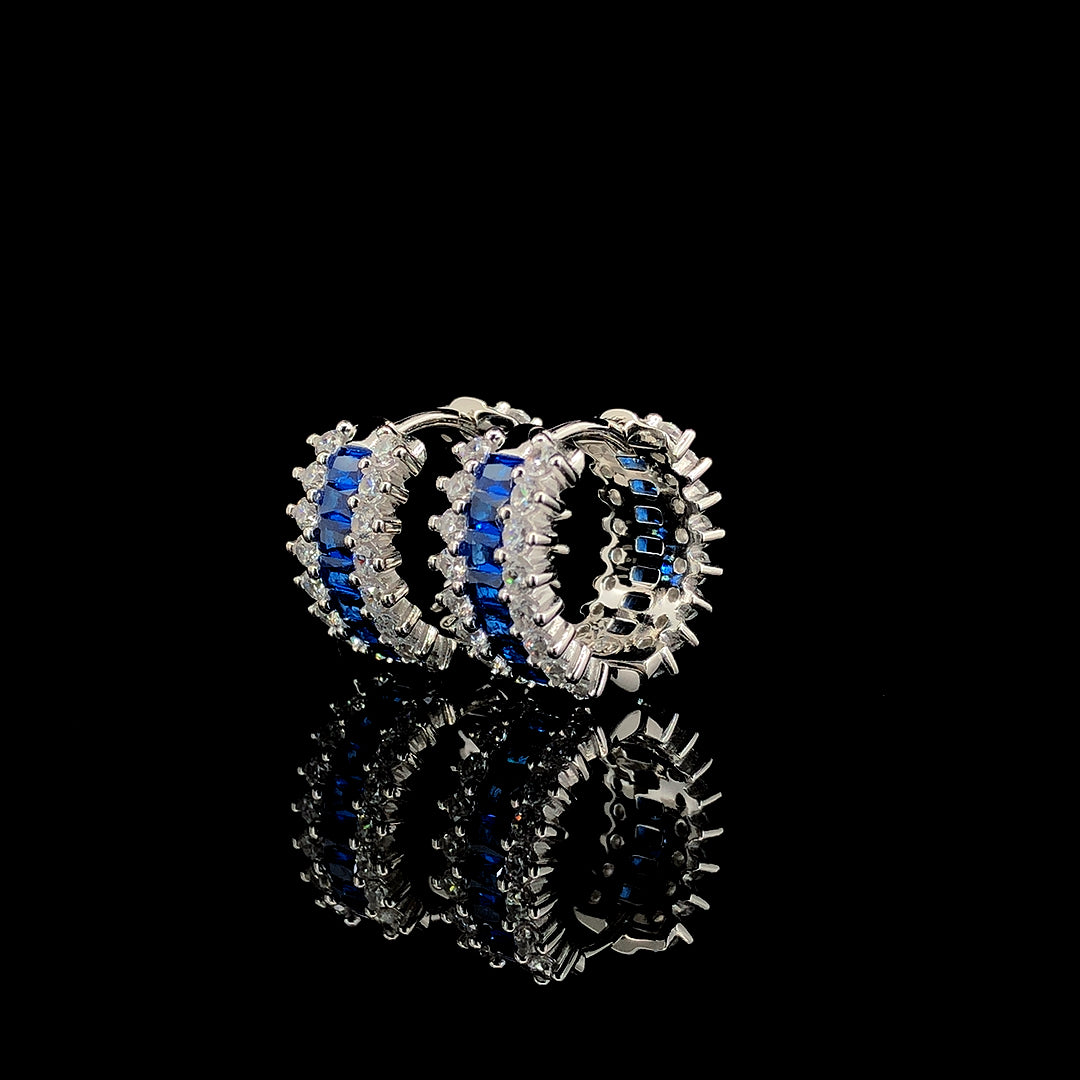 Blue Huggie Hoop Earrings