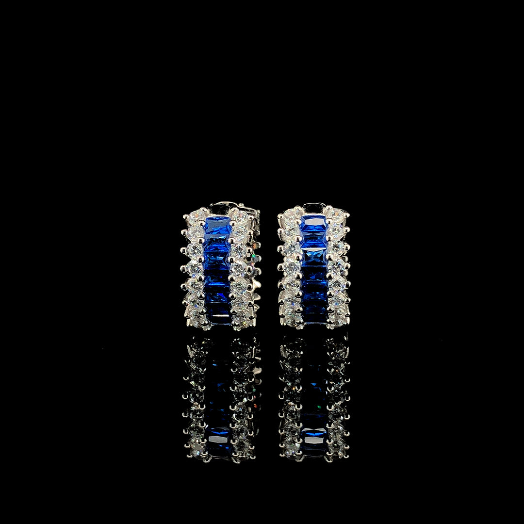Blue Huggie Hoop Earrings