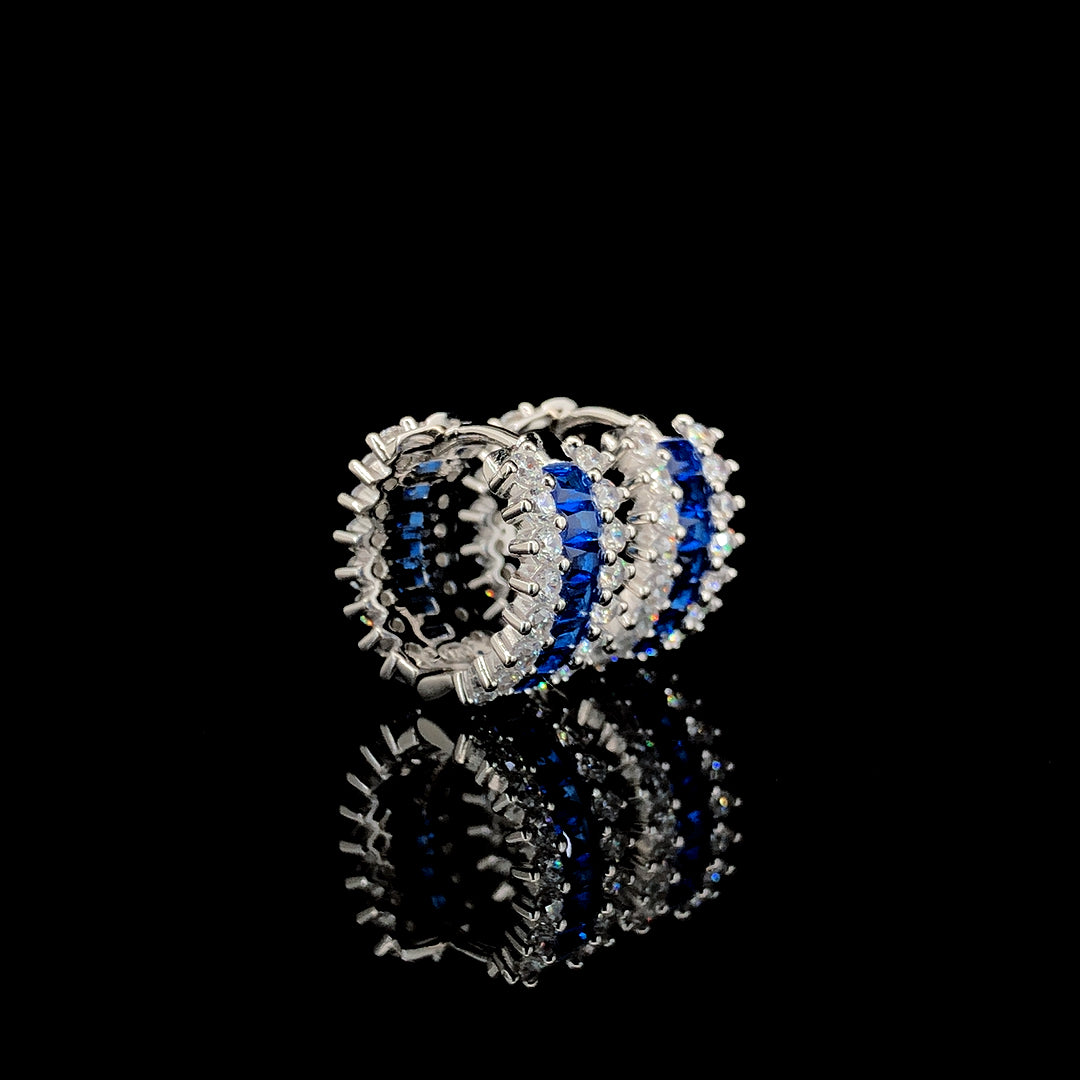 Blue Huggie Hoop Earrings
