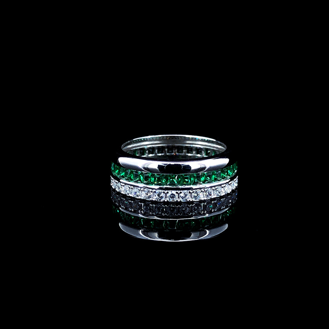 Cushion Cut Green Sapphire Band