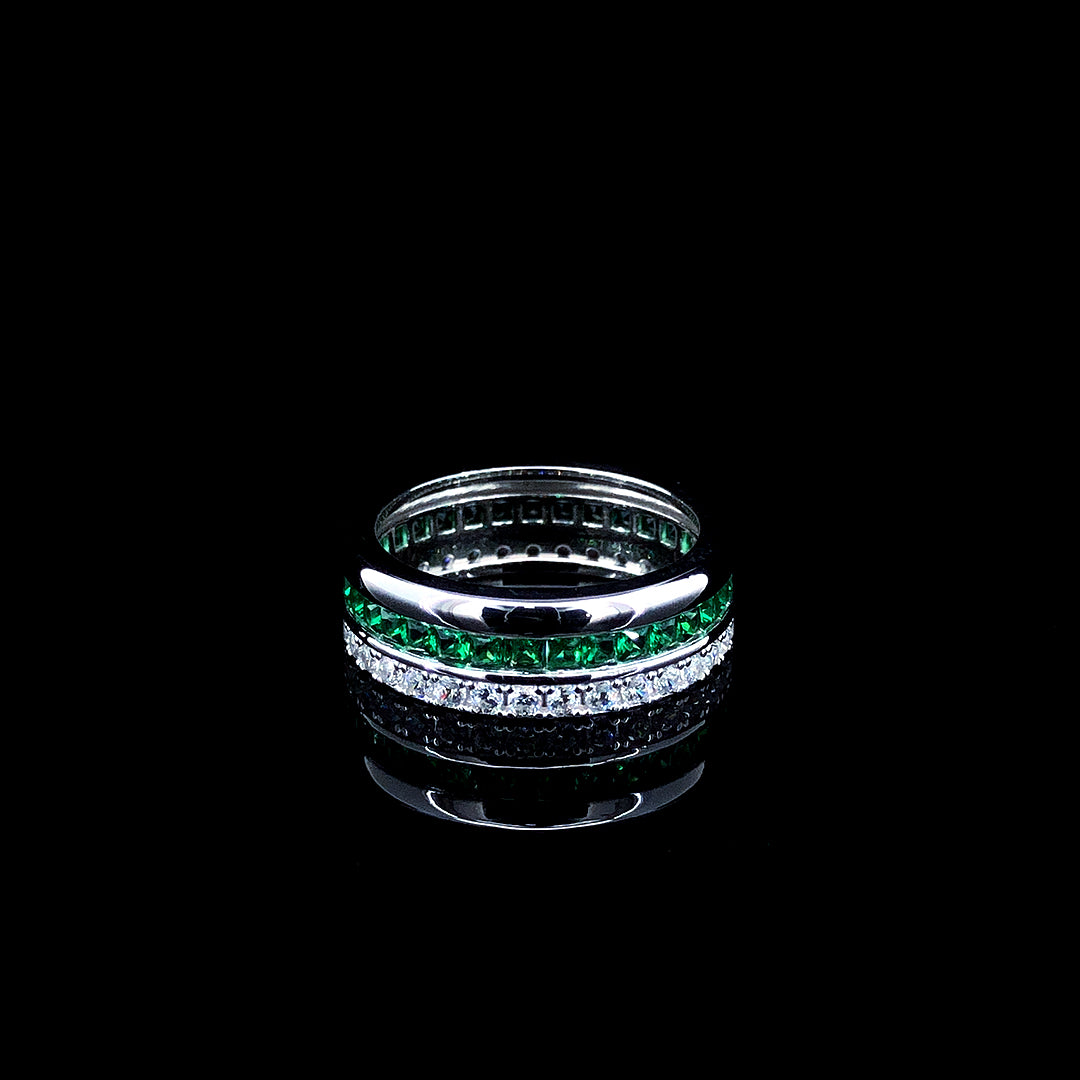 Cushion Cut Green Sapphire Band
