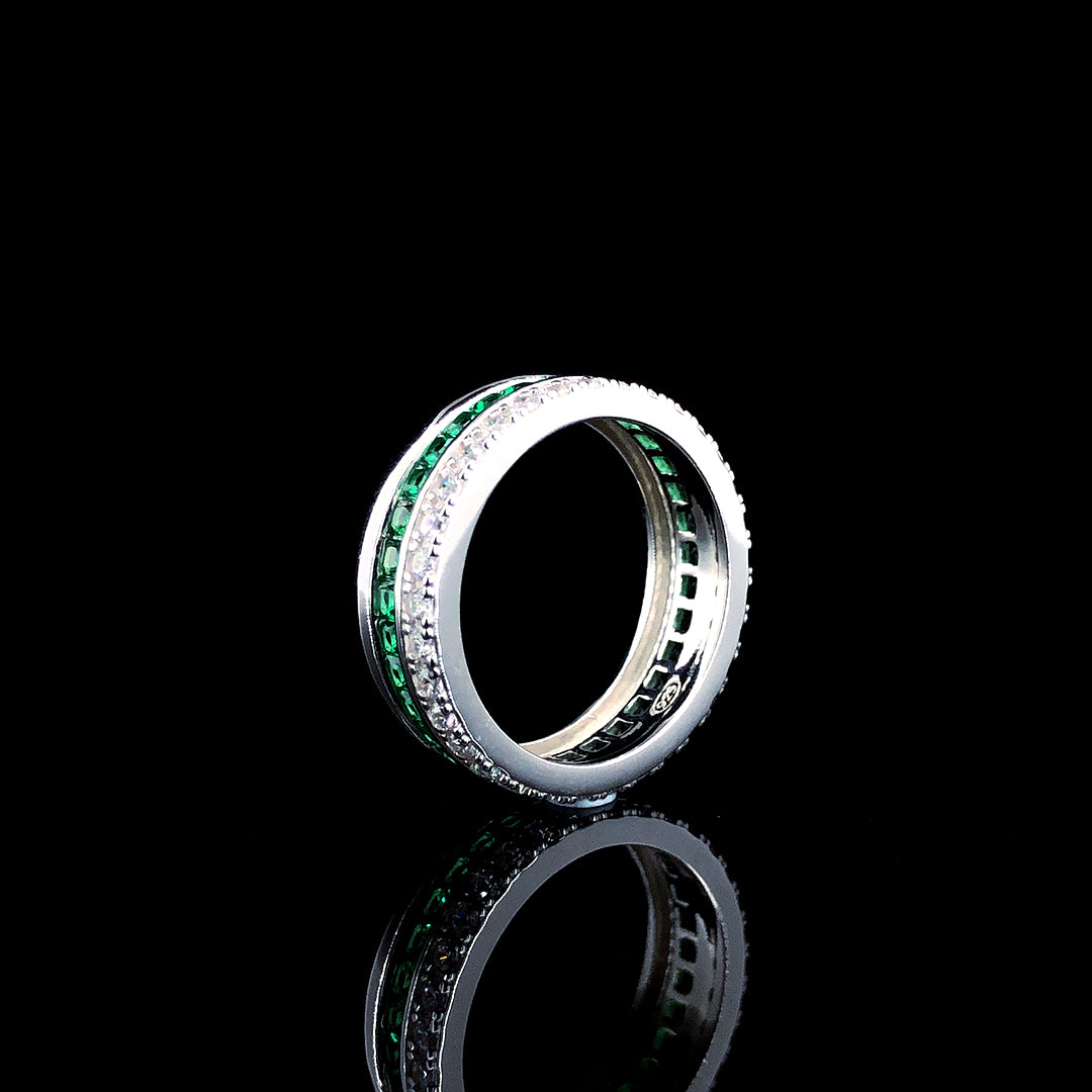 Cushion Cut Green Sapphire Band