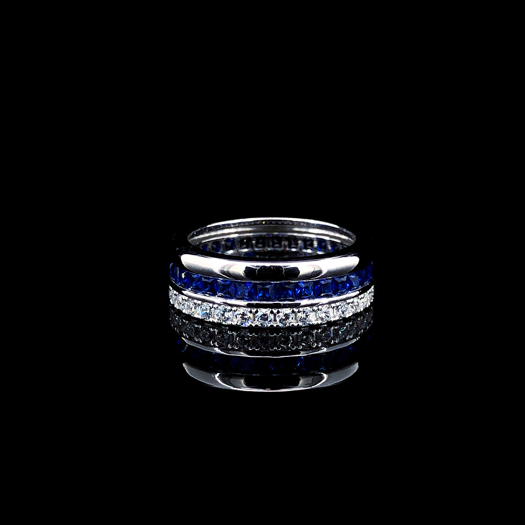 Cushion Cut Blue Sapphire Band