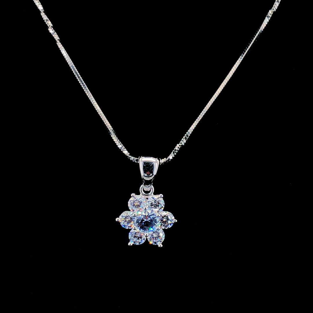 White Aqua Floral Pendant