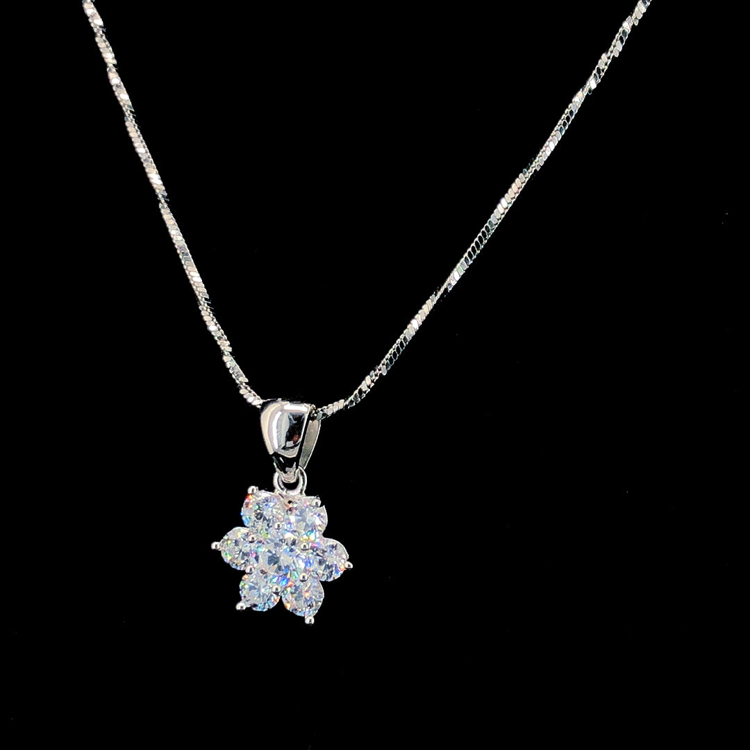 White Stone Floral Pendant