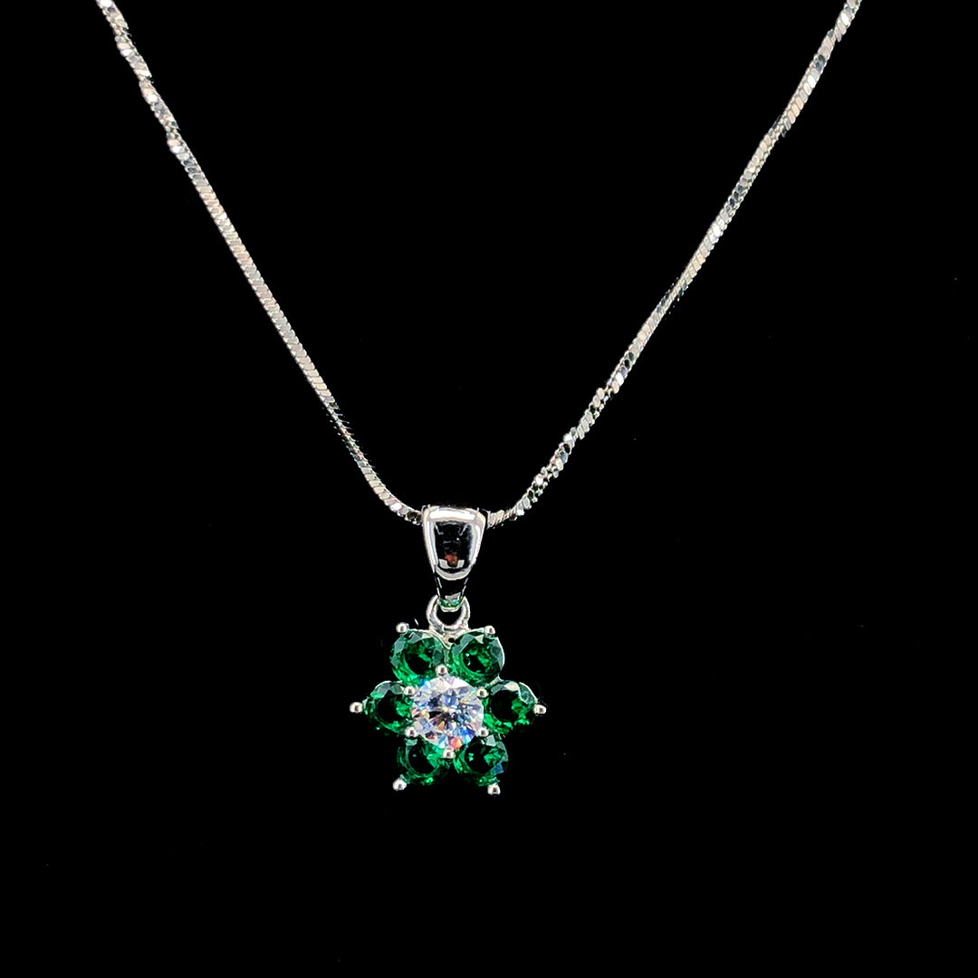 Emerald Floral Pendant
