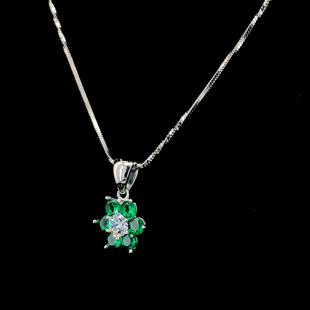 Emerald Floral Pendant