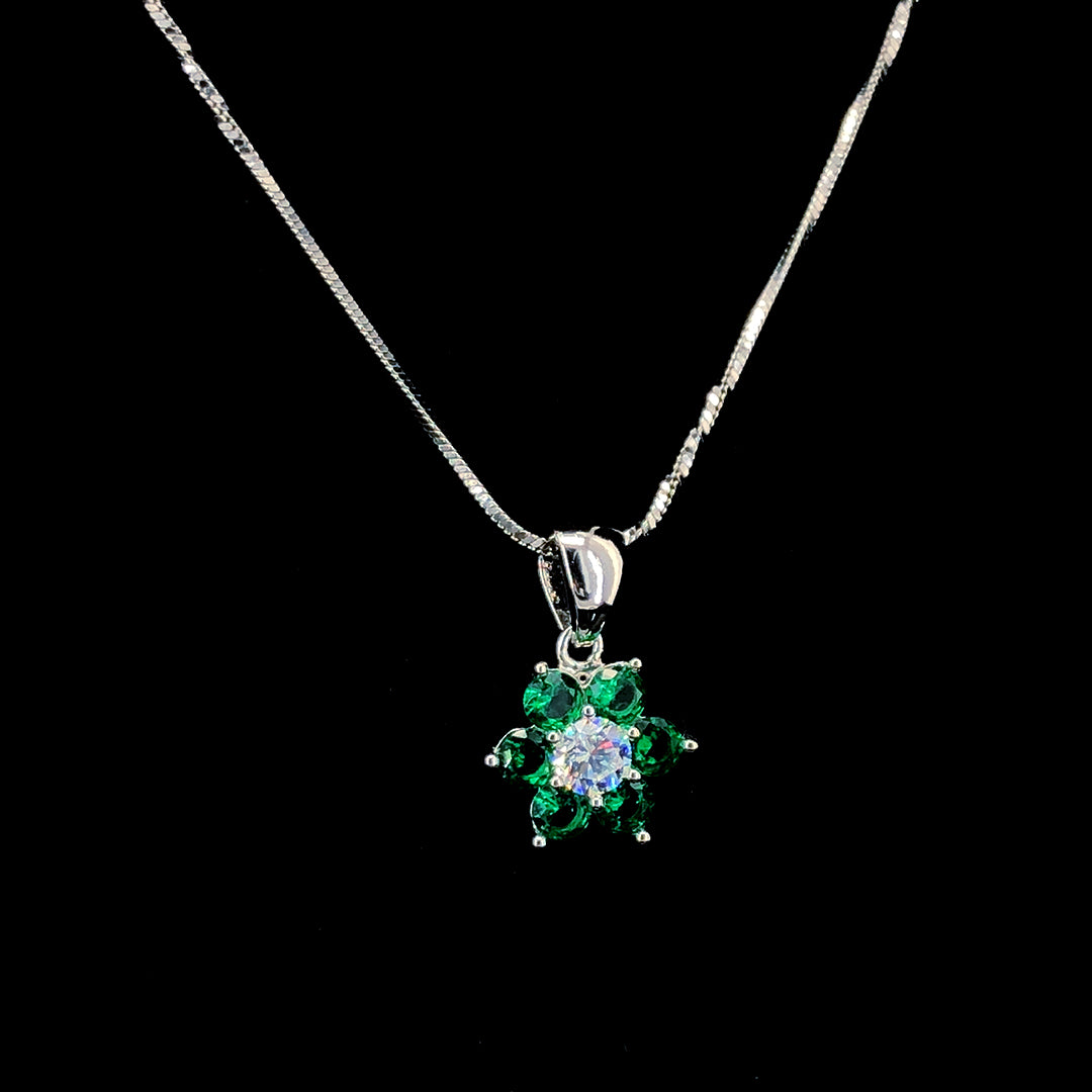 Emerald Floral Pendant