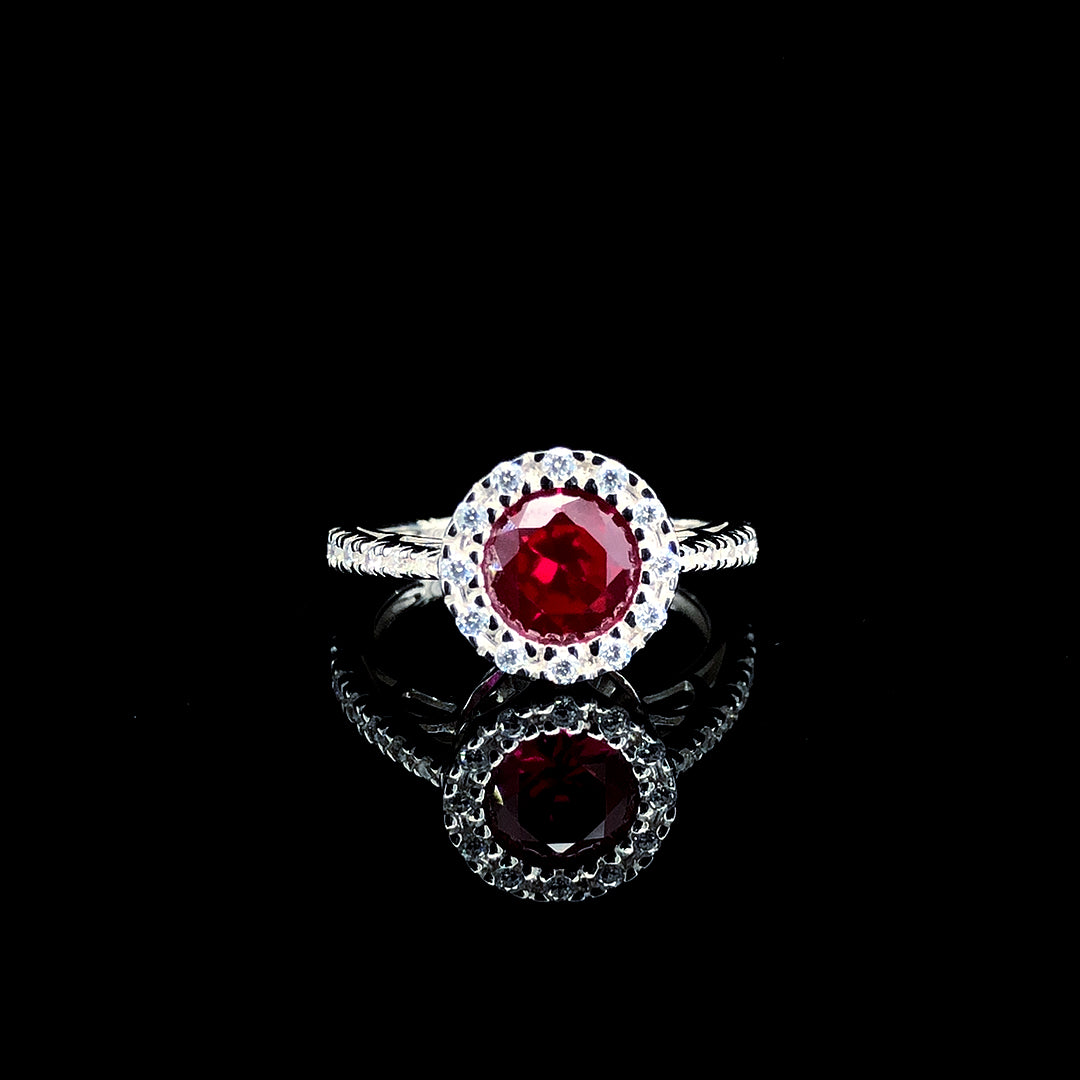 Crimson Bloom Halo Ring