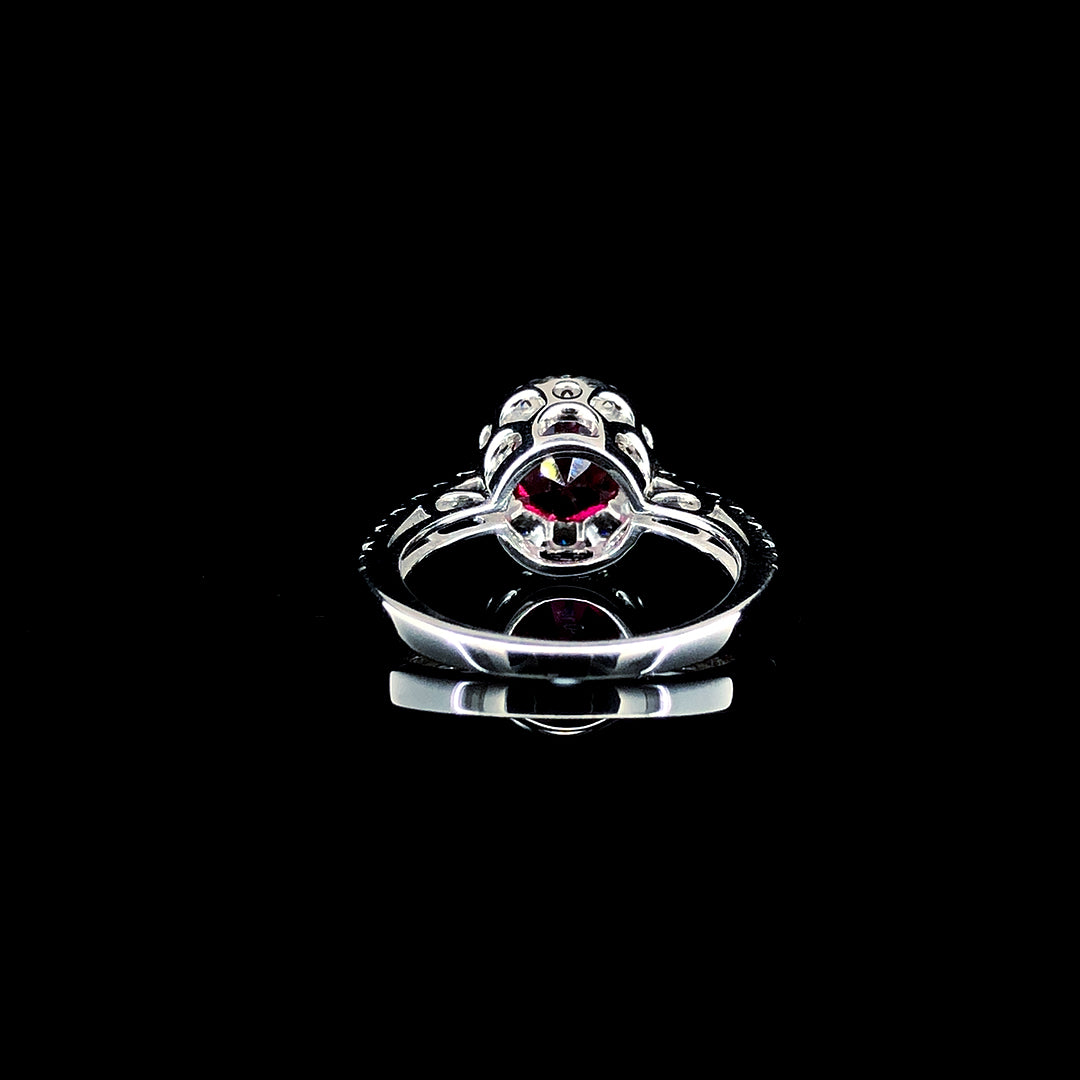 Crimson Bloom Halo Ring