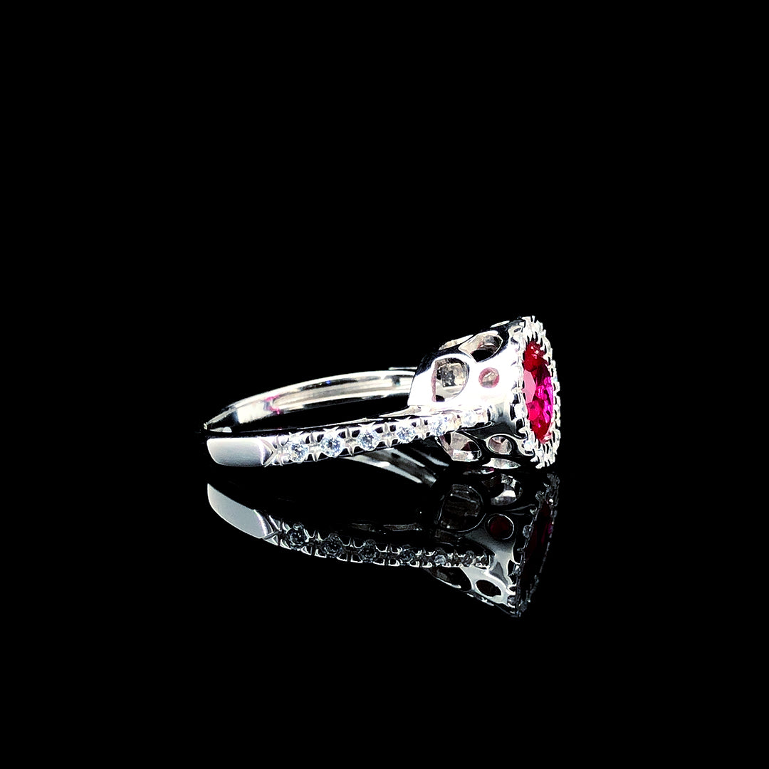 Crimson Bloom Halo Ring