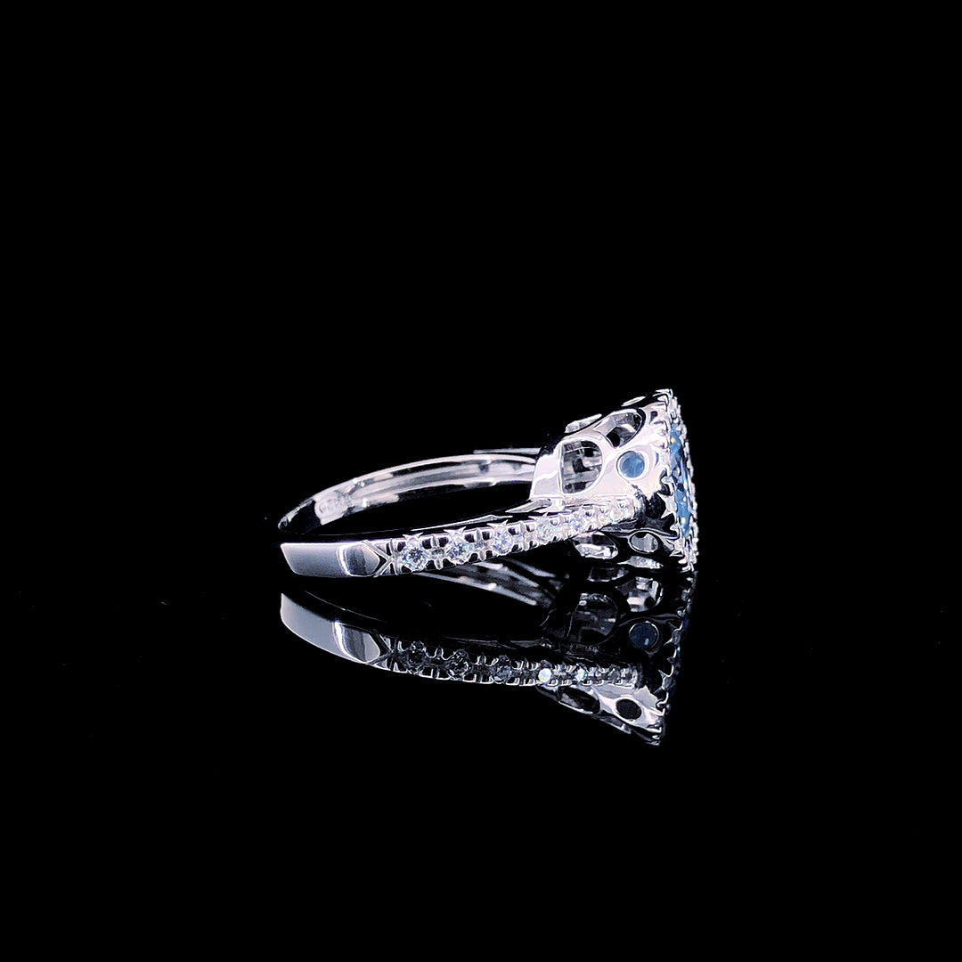 Aqua Bloom Halo Ring