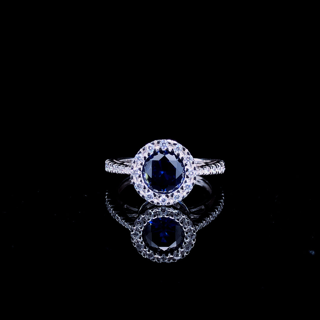 Midnight Bloom Halo Ring