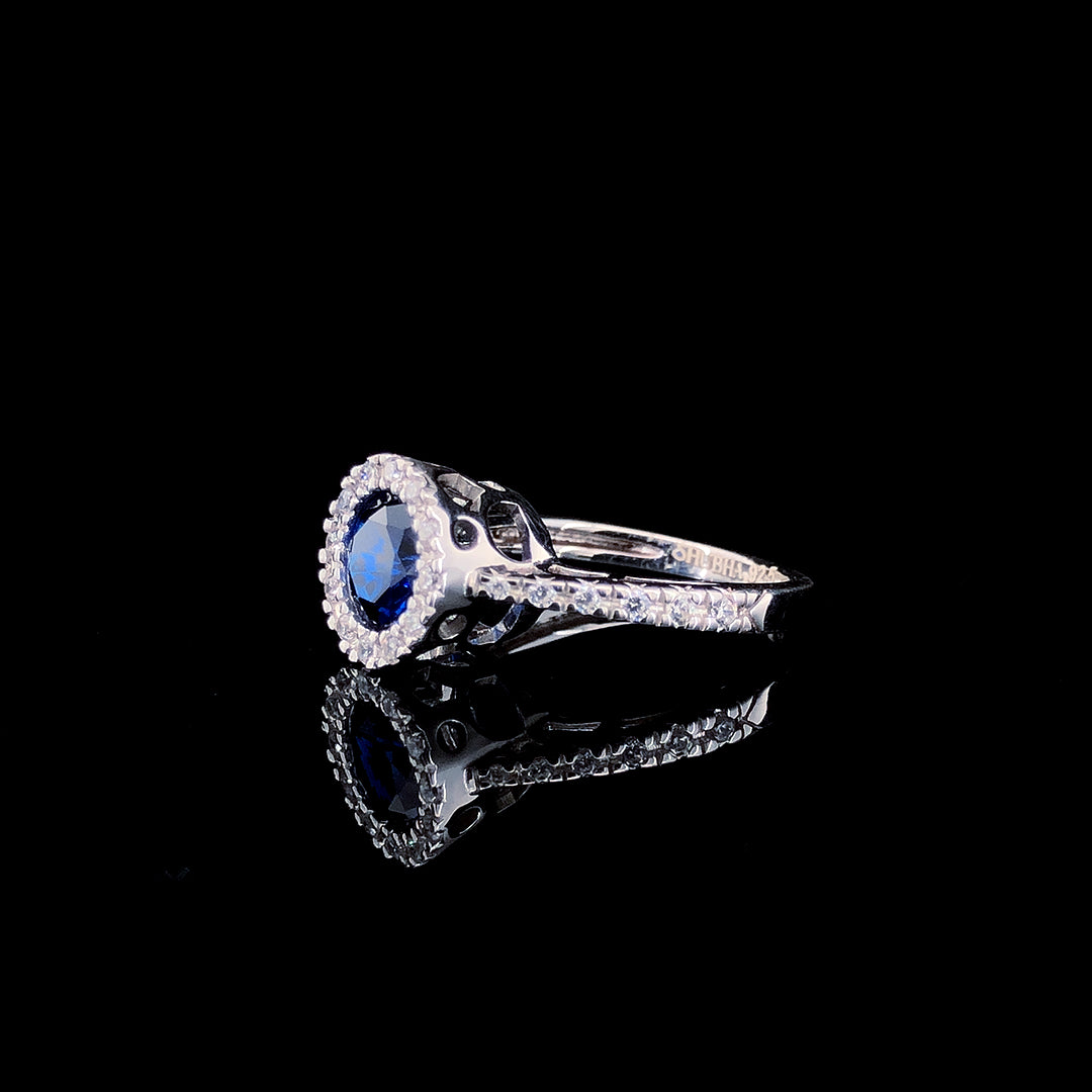 Midnight Bloom Halo Ring