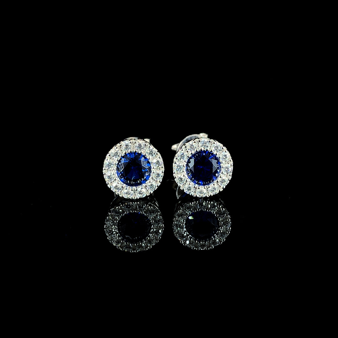 Sapphire Halo Stud Earrings